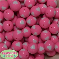20mm Pink Heart Acrylic Bubblegum Beads Bulk
