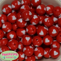 20mm Red Heart Acrylic Bubblegum Beads