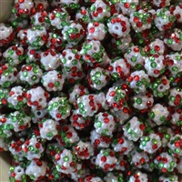 12mm Christmas Confetti Rhinestone Bubblegum Beads
