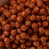 12mm Orange Rhinestone Bubblegum Beads