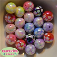 20mm AB coated heart  Bubblegum Bead