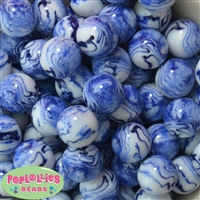20mm Royal Blue Marble Acrylic Bubblegum Bead