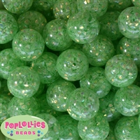 20mm resin bubblegum bead with Pastel Green sequins inside