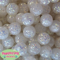 20mm resin bubblegum bead with white sequins inside