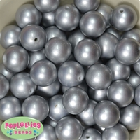 20mm Matte Silver Acrylic Bubblegum Beads Bulk