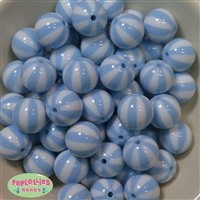 20mm Baby Blue Melon Stripe Bubblegum Beads