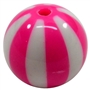20mm Hot Pink Melon Stripe Bubblegum Beads
