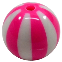 20mm Hot Pink Melon Stripe Bubblegum Beads