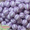 20mm Lavender Melon Stripe Bubblegum Beads