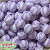 20mm Lavender Melon Stripe Bubblegum Beads