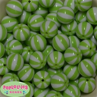20mm Lime Green Melon Stripe Bubblegum Beads