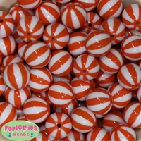 20mm Orange Melon Stripe Bubblegum Beads