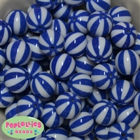 20mm Royal Blue Melon Stripe Bubblegum Beads