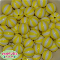 20mm Yellow  Melon Stripe Bubblegum Beads