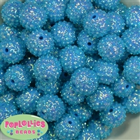 20mm Blue Mini Rhinestone Bubblegum Beads