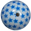 20mm Blue Star Print Solid Bubblegum Bead