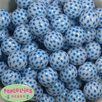 20mm Blue Star Print  Bubblegum Beads