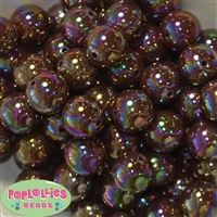 20mm Cocoa Brown Miracle AB Acrylic Bubblegum Beads