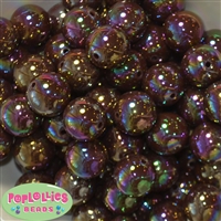 20mm Cocoa Brown Miracle AB Acrylic Bubblegum Beads Bulk