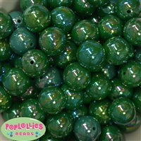 20mm Emerald Green Miracle AB Acrylic Bubblegum Beads