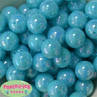 20mm Neon Sky Blue Miracle AB Acrylic Bubblegum Beads