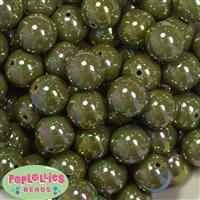 20mm Olive Green Miracle AB Acrylic Bubblegum Beads