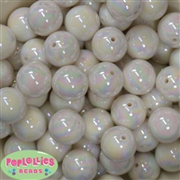 20mm White Miracle AB Acrylic Bubblegum Beads