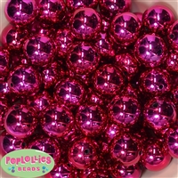 20mm Hot Pink Mirror Acrylic Bubblegum Beads Bulk