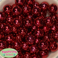 20mm Red Mirror Acrylic Bubblegum Beads Bulk