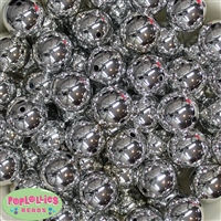 20mm Silver Mirror Acrylic Bubblegum Beads