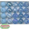 20mm Baby Blue Mixed Styles Acrylic Bubblegum Bead