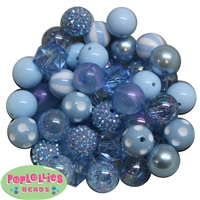 20mm Baby Blue Mixed Bubblegum Beads 52pc