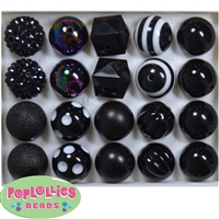 20mm Black Mixed Bubblegum Beads