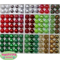 120pc Christmas Themed Mixed Bubblegum Beads