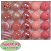 20mm Coral and Peach Mixed Bubblegum Beads