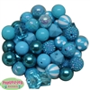 20mm Cyan Mixed Bubblegum Beads 52pc