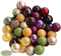 20mm Fall Mixed Bubblegum Beads 52pc