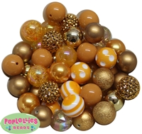 20mm Gold Mixed Bubblegum Beads 52pc