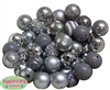 20mm Silver and Gray Mixed Bubblegum Beads 52pc