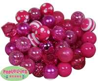 20mm Hot Pink Mixed Bubblegum Beads 52pc