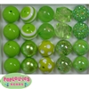 20mm Lime Green Mixed Styles Acrylic Bubblegum Bead