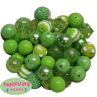 20mm Lime Green Mixed Bubblegum Beads 52pc