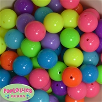 20mm Mix of Neon Acrylic Bubblegum Bead 100 pc