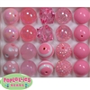 20mm Pink Mixed Styles Acrylic Bubblegum Bead