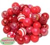 20mm Red Mixed Styles Acrylic Bubblegum Bead 52pc