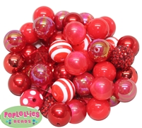 20mm Red Mixed Styles Acrylic Bubblegum Bead 52pc