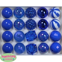 20mm Royal Blue Mixed Styles Acrylic Bubblegum Bead