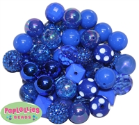 20mm Royal Blue Mixed Styles Acrylic Bubblegum Bead 52pc