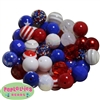 Set of 52 Mixed Style Patriotic Bubblegum Beads