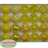 20mm Yellow Mixed Styles Acrylic Bubblegum Bead